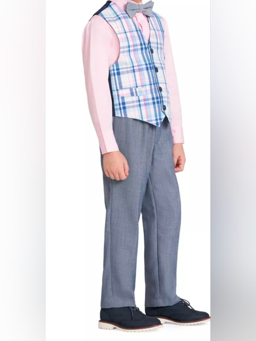 Nautica Toddler Boys Madras Plaid Vest Set, 4 Piece